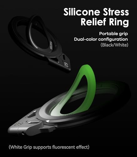 Aulumu G09 Magnetic Ring Grip   Omnidirectional Rotation   MagSafe Compatible   Aluminium Alloy Construction   Stable Dual Sided Magnetic Attachment   Includes Handle Ring Phone Stand  Silver