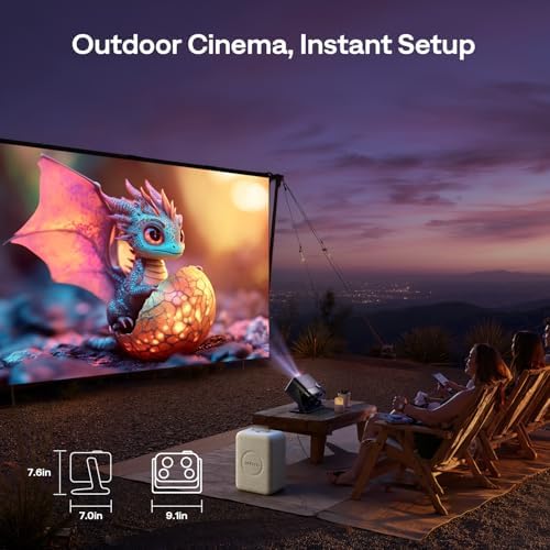 Aurzen BOOM mini Google TV Smart Projector with WiFi and Bluetooth  Voice Control  Family Mode  20W Dolby Audio  Real Time Focus 4K Supported Movie Projector for Bedroom/Home/Outdoor Live Sports Black