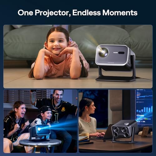 Aurzen BOOM mini Google TV Smart Projector with WiFi and Bluetooth  Voice Control  Family Mode  20W Dolby Audio  Real Time Focus 4K Supported Movie Projector for Bedroom/Home/Outdoor Live Sports Black