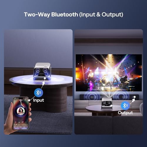 Aurzen BOOM mini Google TV Smart Projector with WiFi and Bluetooth  Voice Control  Family Mode  20W Dolby Audio  Real Time Focus 4K Supported Movie Projector for Bedroom/Home/Outdoor Live Sports Black