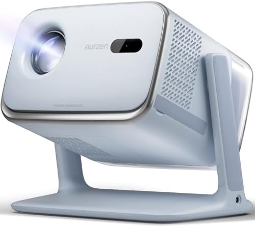 Aurzen BOOM mini Google TV Smart Projector with WiFi and Bluetooth  Voice Control  Family Mode  20W Dolby Audio  Real Time Focus 4K Supported Movie Projector for Bedroom/Home/Outdoor Live Sports Black