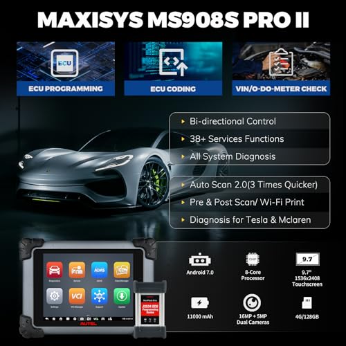 Autel MaxiSYS MS908S Pro II  J2534 Reprogramming Tool  2025 Upgrade of MK908 Pro ECU Coding Tool  Bidirectional Scanner with 38  Services  AutoScan 2 0  FCA AutoAuth  Alternative to MaxiSYS Elite II