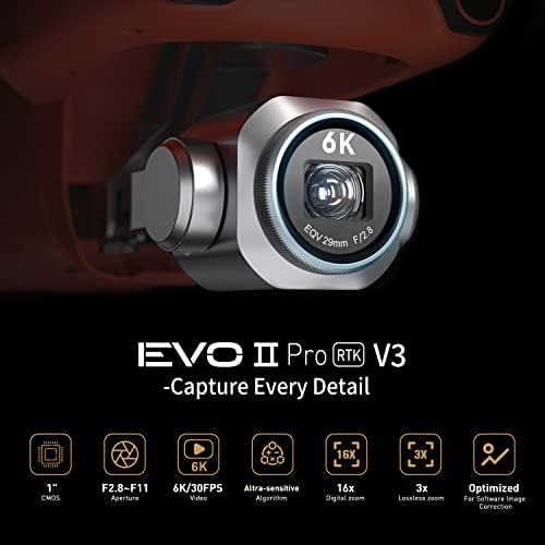 Autel Robotics EVO II PRO RTK V3  Real time Centimeter Level Positioning  Remote ID  S ony 1 6K/30fps HDR Camera  GNSS Base Station & PPK Support  38 Minutes  15KM Transmission  for Mapping/Photogrammetry/Urban Planning/Searching