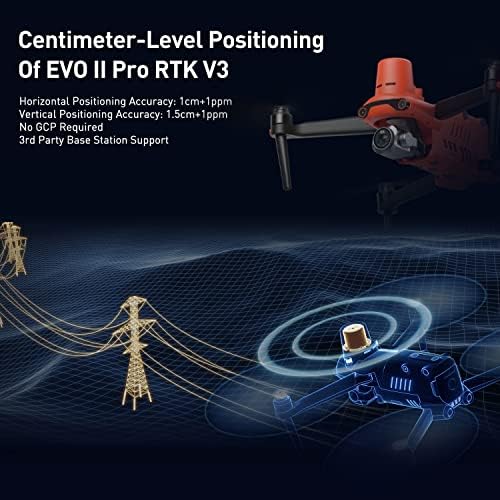 Autel Robotics EVO II PRO RTK V3  Real time Centimeter Level Positioning  Remote ID  S ony 1 6K/30fps HDR Camera  GNSS Base Station & PPK Support  38 Minutes  15KM Transmission  for Mapping/Photogrammetry/Urban Planning/Searching
