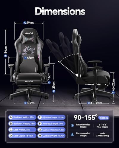 AutoFull C3 Gaming Chair  Racing Style Gaming Chair with Ergonomic Lumbar Support Adjustable High Back PU Leather PC Chair with Footrest Purple