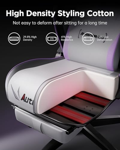 AutoFull C3 Gaming Chair  Ergonomic Wingless Cushion Computer Chair PU Leather Racing Style Office Chair with Lumbar Support Pillow and Footrest White