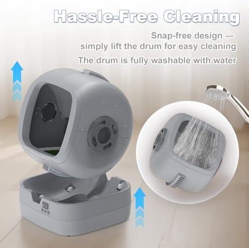 Automatic Cat Litter Box Self Cleaning   APP Control   Weight Monitoring   Ultra Quiet  Medium Cats and Kittens Litter Box  Safe Anti Pinch Assembly Required   Grey