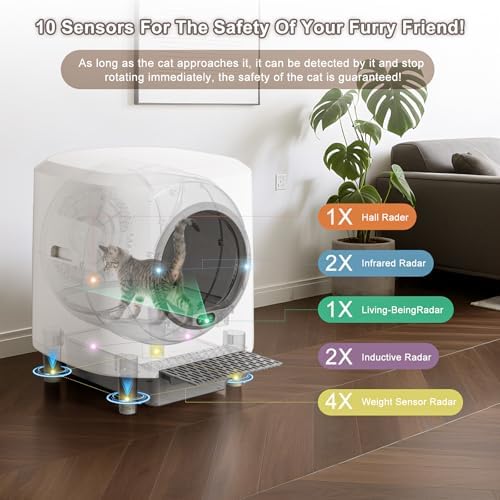Automatic Litter Box  Self Cleaning Litter Box  Odor Control  90L Large Capacity with APP Control and Safety Sensor  Ellenpent  for Multiple Cats  Large Cat  with 3 Rolls Garbage Bags