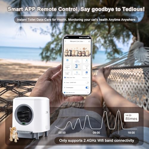 Automatic Litter Box  Self Cleaning Litter Box  Odor Control  90L Large Capacity with APP Control and Safety Sensor  Ellenpent  for Multiple Cats  Large Cat  with 3 Rolls Garbage Bags