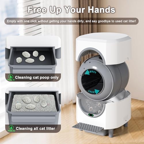 Automatic Litter Box  Self Cleaning Litter Box  Odor Control  90L Large Capacity with APP Control and Safety Sensor  Ellenpent  for Multiple Cats  Large Cat  with 3 Rolls Garbage Bags