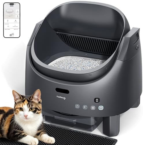 Automatic Litter Box Self Cleaning  FeelNeedy Open Top Smart Cat Litter Box with App Control  Odor Control Safety Sensor Design for 1 3 Cats  Includes Waste Bags