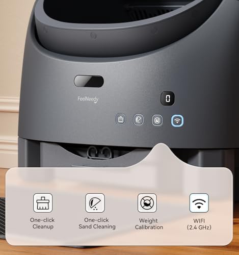 Automatic Litter Box Self Cleaning  FeelNeedy Open Top Smart Cat Litter Box with App Control  Odor Control Safety Sensor Design for 1 3 Cats  Includes Waste Bags