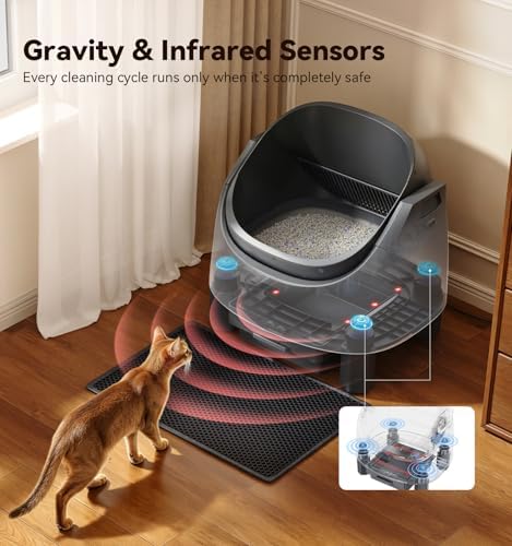 Automatic Litter Box Self Cleaning  FeelNeedy Open Top Smart Cat Litter Box with App Control  Odor Control Safety Sensor Design for 1 3 Cats  Includes Waste Bags
