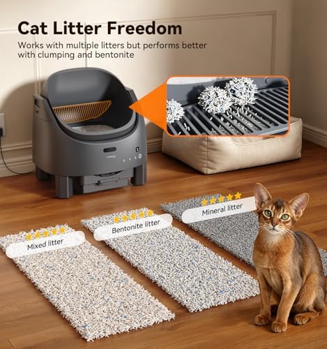 Automatic Litter Box Self Cleaning  FeelNeedy Open Top Smart Cat Litter Box with App Control  Odor Control Safety Sensor Design for 1 3 Cats  Includes Waste Bags