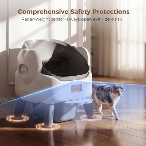 Automatic Litter Box Self Cleaning  Automatic Cat Litter Box for Multiple Cats with App Control  Open Top Self Cleaning Litter Box   Safety Protection  Easy Setup  Odor Control  Gray