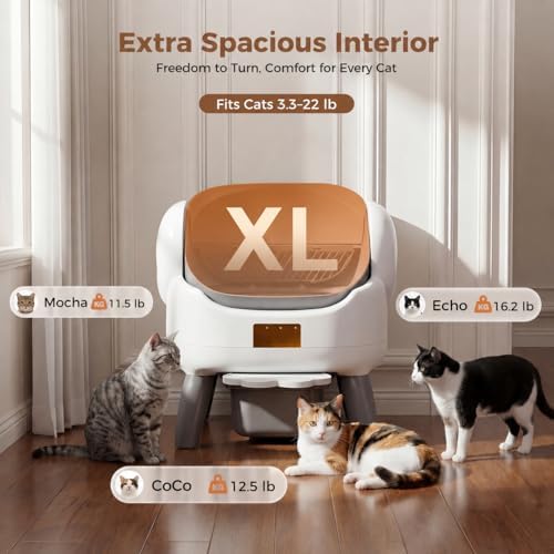 Automatic Litter Box Self Cleaning  Automatic Cat Litter Box for Multiple Cats with App Control  Open Top Self Cleaning Litter Box   Safety Protection  Easy Setup  Odor Control  Gray