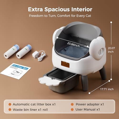 Automatic Litter Box Self Cleaning  Automatic Cat Litter Box for Multiple Cats with App Control  Open Top Self Cleaning Litter Box   Safety Protection  Easy Setup  Odor Control  Gray