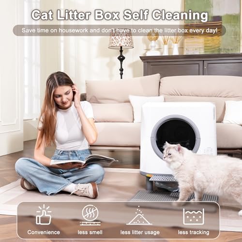 Automatic Litter Box  Self Cleaning Litter Box  Odor Control  90L Large Capacity with APP Control and Safety Sensor  Ellenpent  for Multiple Cats  Large Cat  with 3 Rolls Garbage Bags