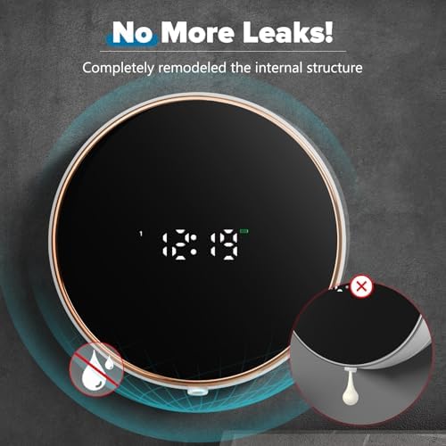 Automatic Soap Dispenser Foam Bathroom  Wall Mount Rechargeable Touchless Adjustable Auto Smart Electric Plastic White Foaming Soap Dispenser with Clock   Kitchen   Hand Dish Lotion Couple Kids