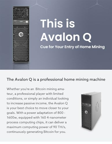 Avalon Q 90TH/s Bitcoin Miner by New Canaan   18 6J/TH 1674W ASIC Miner  Ultra Quiet Home Mining Crypto Machine  110V 240V  Included Original US Power Cord in Stock