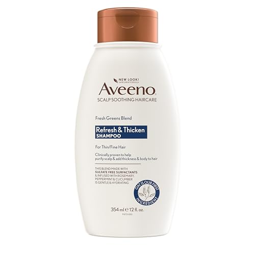Aveeno  Fresh Greens Blend Sulfate Free Shampoo with Rosemary  Peppermint & Cucumber to Thicken & Nourish  Clarifying & Volumizing Shampoo for Thin or Fine Hair  Paraben Free  12oz