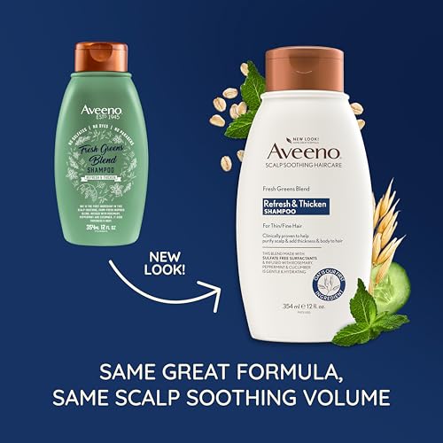 Aveeno  Fresh Greens Blend Sulfate Free Shampoo with Rosemary  Peppermint & Cucumber to Thicken & Nourish  Clarifying & Volumizing Shampoo for Thin or Fine Hair  Paraben Free  12oz