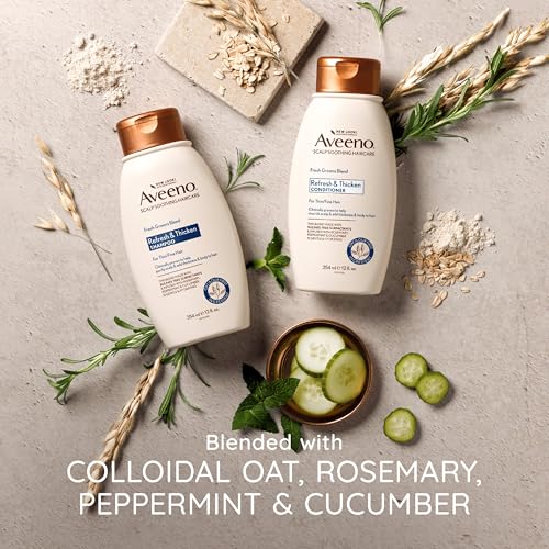 Aveeno  Fresh Greens Blend Sulfate Free Shampoo with Rosemary  Peppermint & Cucumber to Thicken & Nourish  Clarifying & Volumizing Shampoo for Thin or Fine Hair  Paraben Free  12oz