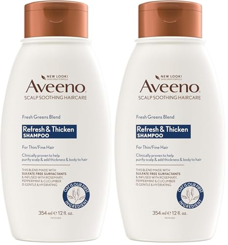 Aveeno  Fresh Greens Blend Sulfate Free Shampoo with Rosemary  Peppermint & Cucumber to Thicken & Nourish  Clarifying & Volumizing Shampoo for Thin or Fine Hair  Paraben Free  12oz