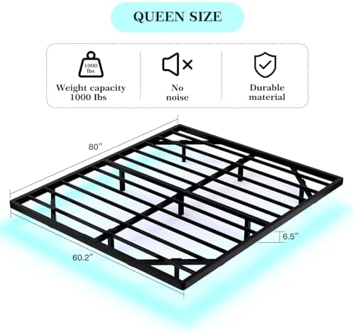 Awesofurni Floating Bed Frame Queen Size  Queen Bed Frame with Smart LED Lights  Heavy Duty Modern Metal Platform Bed No Box Spring Needed   Easy Assembly and Noise Free