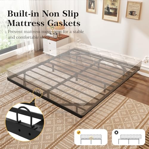 Awesofurni Floating Bed Frame Queen Size  Queen Bed Frame with Smart LED Lights  Heavy Duty Modern Metal Platform Bed No Box Spring Needed   Easy Assembly and Noise Free