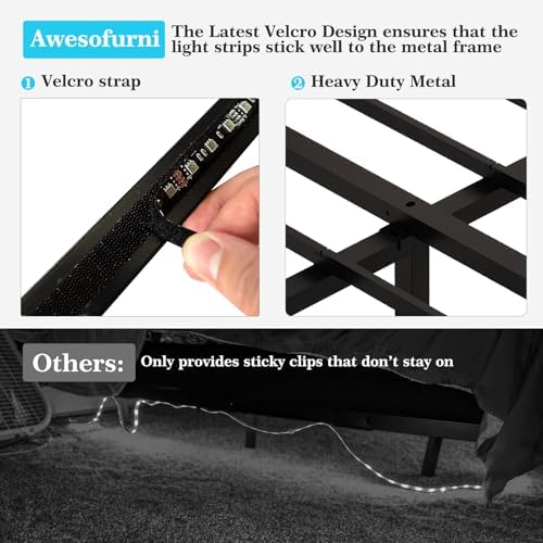 Awesofurni Floating Bed Frame Queen Size  Queen Bed Frame with Smart LED Lights  Heavy Duty Modern Metal Platform Bed No Box Spring Needed   Easy Assembly and Noise Free