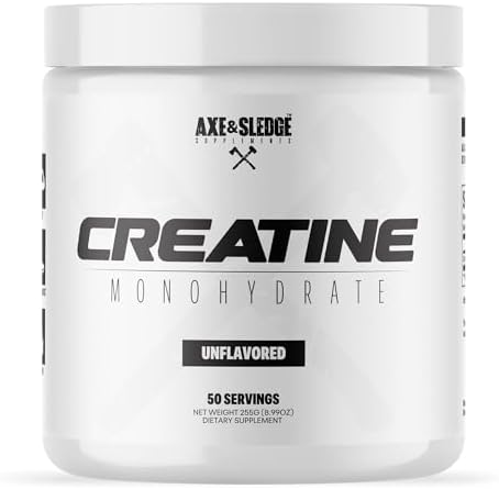 Axe & Sledge Basics Creatine   Unflavored  Enhances Strength & Performance  Increases Lean Body Mass  50 Servings   Pure Creatine Monohydrate  No Fillers or Artificial Substances   100 Servings
