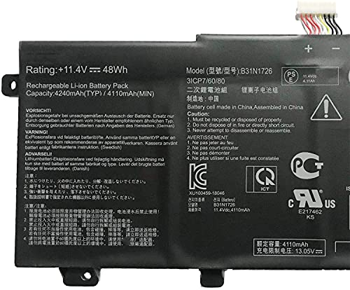 B31N1726 B31BnEH B31Bn91 A41LK9H Reemplazo de batería para portátil Asus FX80 FX86 TUF FX504 FX504GE FX504GM FX505 FX505DT FX505DY FX505GE FX505GD FX505AGM 42 FA5 Serie 06IU A17 FA706II (11.4V