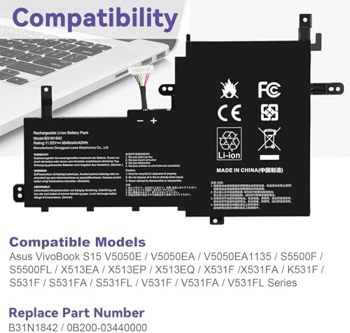 B31N1842 0B200 03440000 Laptop Battery Replacement for ASUS VivoBook S15 X513EA X513EP X513EQ X513IA X531F X531FA K531 K531F K513EA K513EQ F513EA F513EP S513EA S513EP S513EQ K531FA X531FL S531F