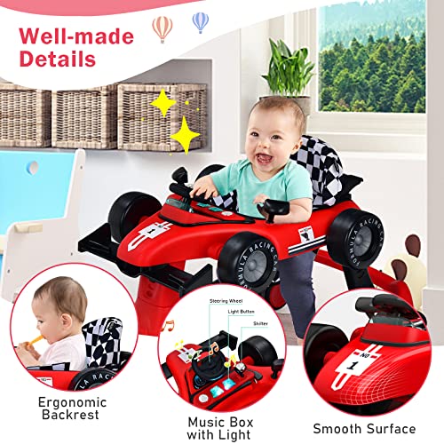 BABY JOY 4 in 1 Baby Walker  Foldable Activity Walker with Adjustable Height & Speed  Music  Lights  Anti Rollover  Toddler Push Walker  Baby Walker with Wheels for Boys Girls 6 18 Months  Black