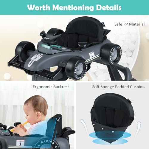 BABY JOY 4 in 1 Baby Walker  Foldable Activity Walker with Adjustable Height & Speed  Music  Lights  Anti Rollover  Toddler Push Walker  Baby Walker with Wheels for Boys Girls 6 18 Months  Black