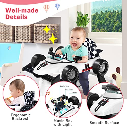 BABY JOY 4 in 1 Baby Walker  Foldable Activity Walker with Adjustable Height & Speed  Music  Lights  Anti Rollover  Toddler Push Walker  Baby Walker with Wheels for Boys Girls 6 18 Months  Black