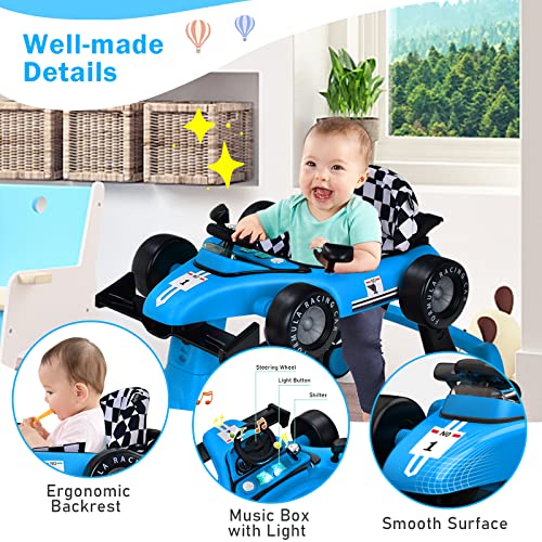 BABY JOY 4 in 1 Baby Walker  Foldable Activity Walker with Adjustable Height & Speed  Music  Lights  Anti Rollover  Toddler Push Walker  Baby Walker with Wheels for Boys Girls 6 18 Months  Black