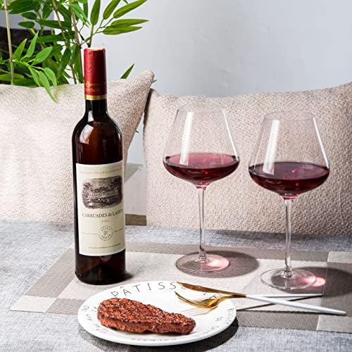 BACLIFE Juego de 4 copas de vino tinto sopladas a mano, copas de vino borgoña de 23 onzas con tallo largo, copa de vino de cristal grande de alta calidad, regalo único para bodas, aniversarios, día de