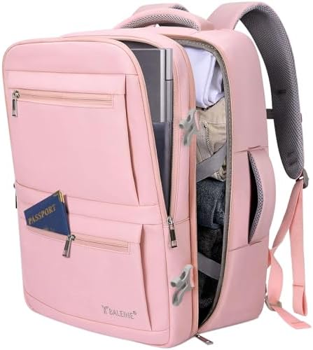 BALEINE Travel Backpack for Women Men  Large Sturdy Carry On Laptop Backpack Gifts for Business  Casual  Weekender  Hiking  Large  Black 