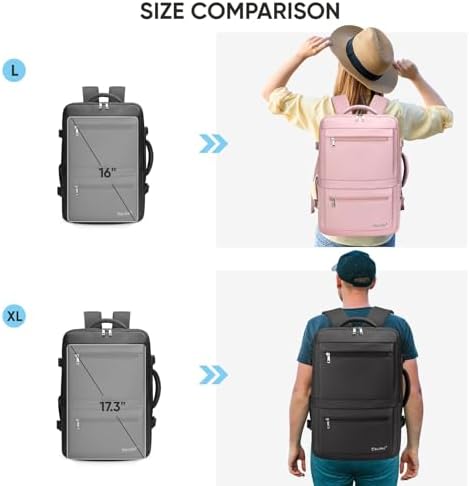 BALEINE Travel Backpack for Women Men  Large Sturdy Carry On Laptop Backpack Gifts for Business  Casual  Weekender  Hiking  Large  Black 