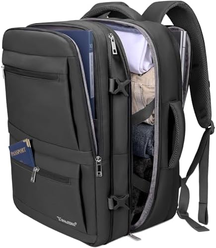 BALEINE Travel Backpack for Women Men  Large Sturdy Carry On Laptop Backpack Gifts for Business  Casual  Weekender  Hiking  Large  Black 