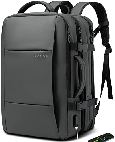 BANGE 45L Carry on Backpack  Expandable Travel Backpacks for Airplanes Convertible Weekend Backpack Briefcase for Traveling Water Resistant College 17 3  Laptop Backpack for Men & Women