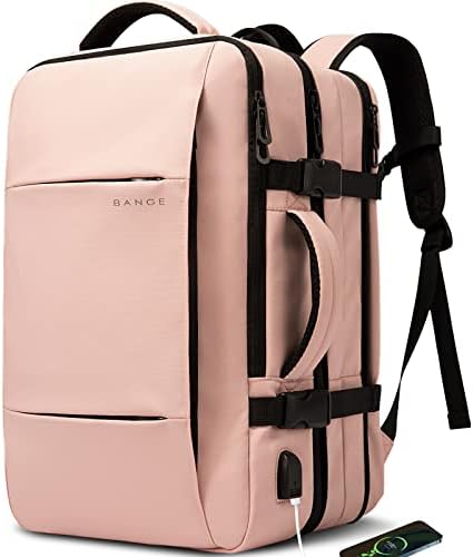 BANGE 45L Carry on Backpack  Expandable Travel Backpacks for Airplanes Convertible Weekend Backpack Briefcase for Traveling Water Resistant College 17 3  Laptop Backpack for Men & Women