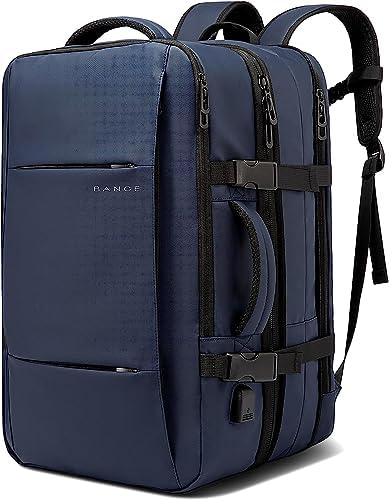 BANGE 45L Carry on Backpack  Expandable Travel Backpacks for Airplanes Convertible Weekend Backpack Briefcase for Traveling Water Resistant College 17 3  Laptop Backpack for Men & Women