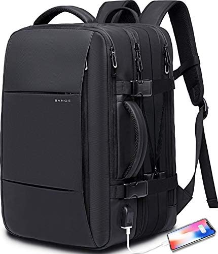 BANGE 45L Expandable Backpack  Water Resistant  Suitable for Travel  College Laptop Backpack for Men & Women