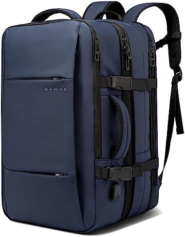 BANGE 45L Expandable Backpack  Water Resistant  Suitable for Travel  College Laptop Backpack for Men & Women
