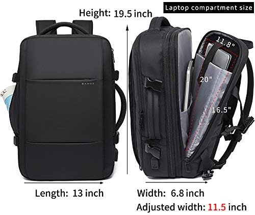 BANGE 45L Expandable Backpack  Water Resistant  Suitable for Travel  College Laptop Backpack for Men & Women