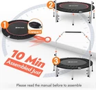 BCAN 40" Foldable Mini Trampoline with Handler Max Load 330lbs Foldable Black