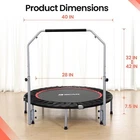 BCAN 40" Foldable Mini Trampoline with Handler Max Load 330lbs Foldable Black